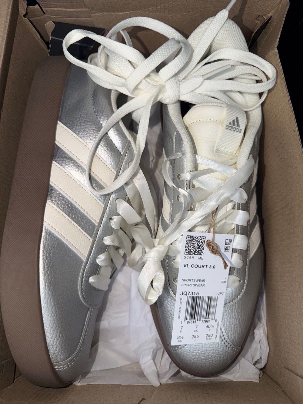 adidas VL Court 3.0 Women's Sneakers - Silver & White